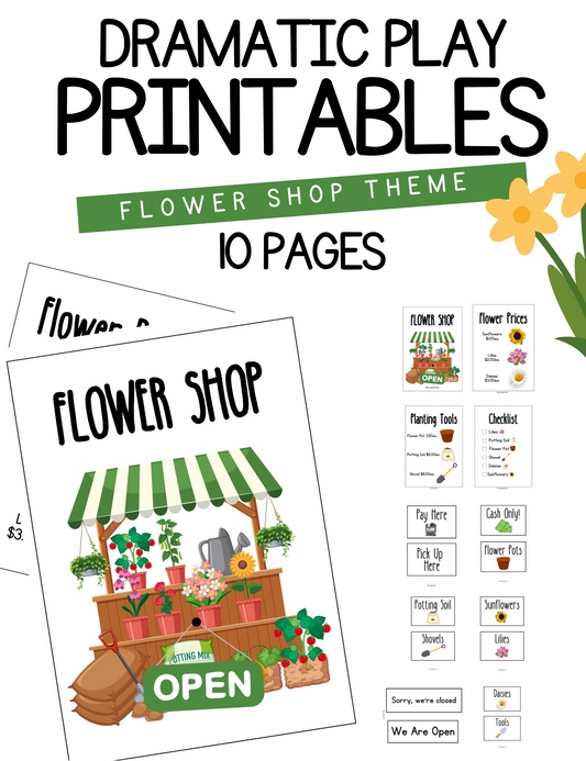 Dramatic Play Flower Shop Printables